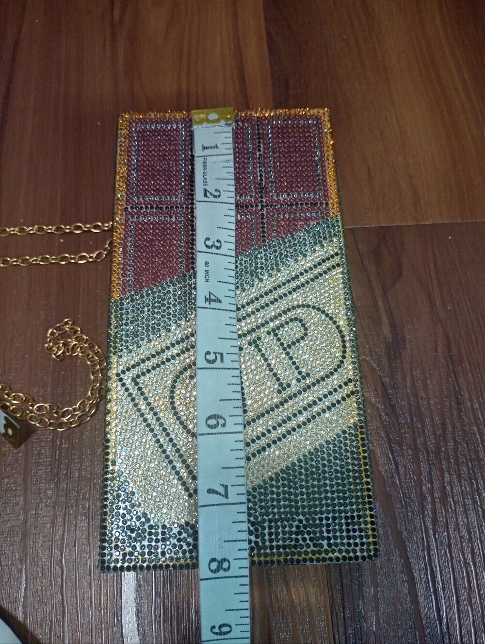 Sparkly Rhinestone Covered VIP Chocolate Bar Crossbody Bag - Picture 6 of 7